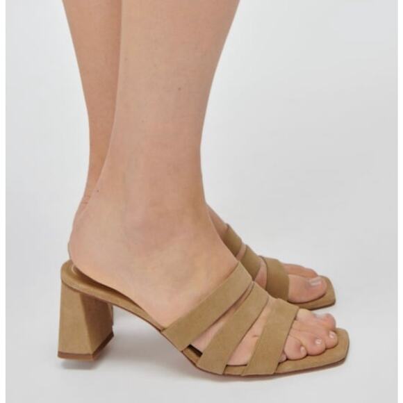 Zara Suede Triple Strap Block Heel Sandals Size 41 NWT Brown - Picture 9 of 9